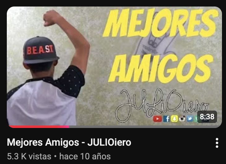 Captura del primer video de Julio Iero en YouTube